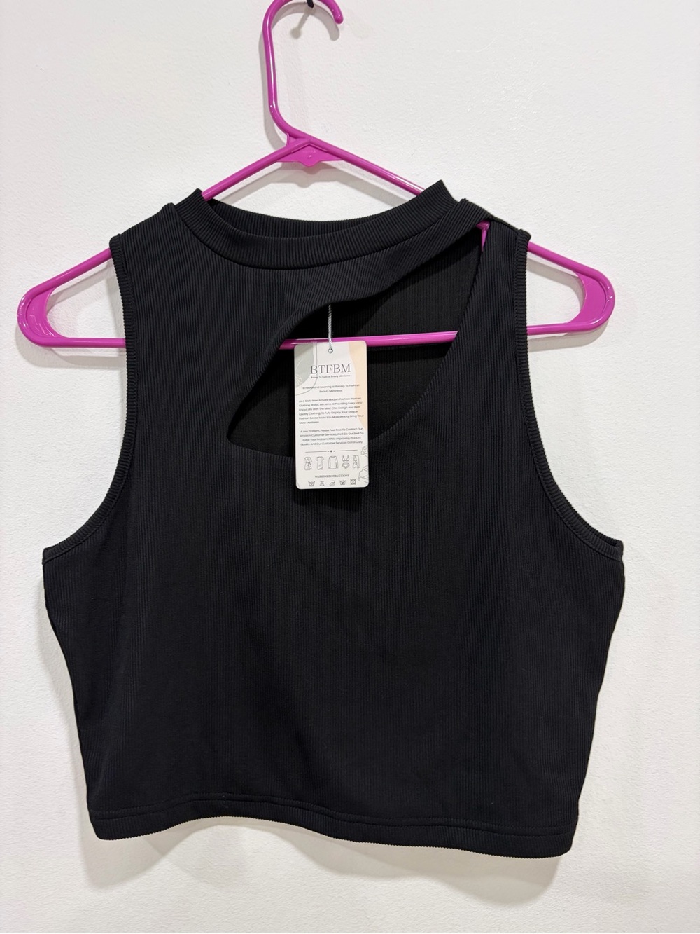 BTFBM Black Ribbed Cutout Crop Top